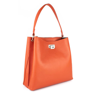 Oranžová kožená dámská kabelka - Galija