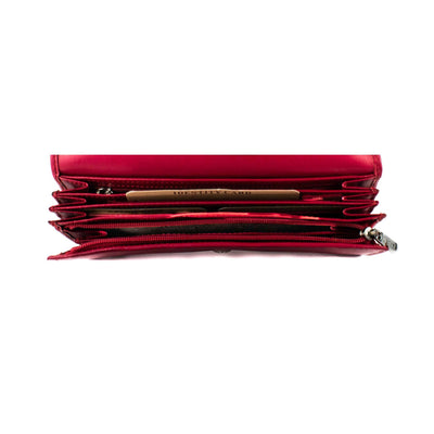 Červená kožená větší peněženka - Galija