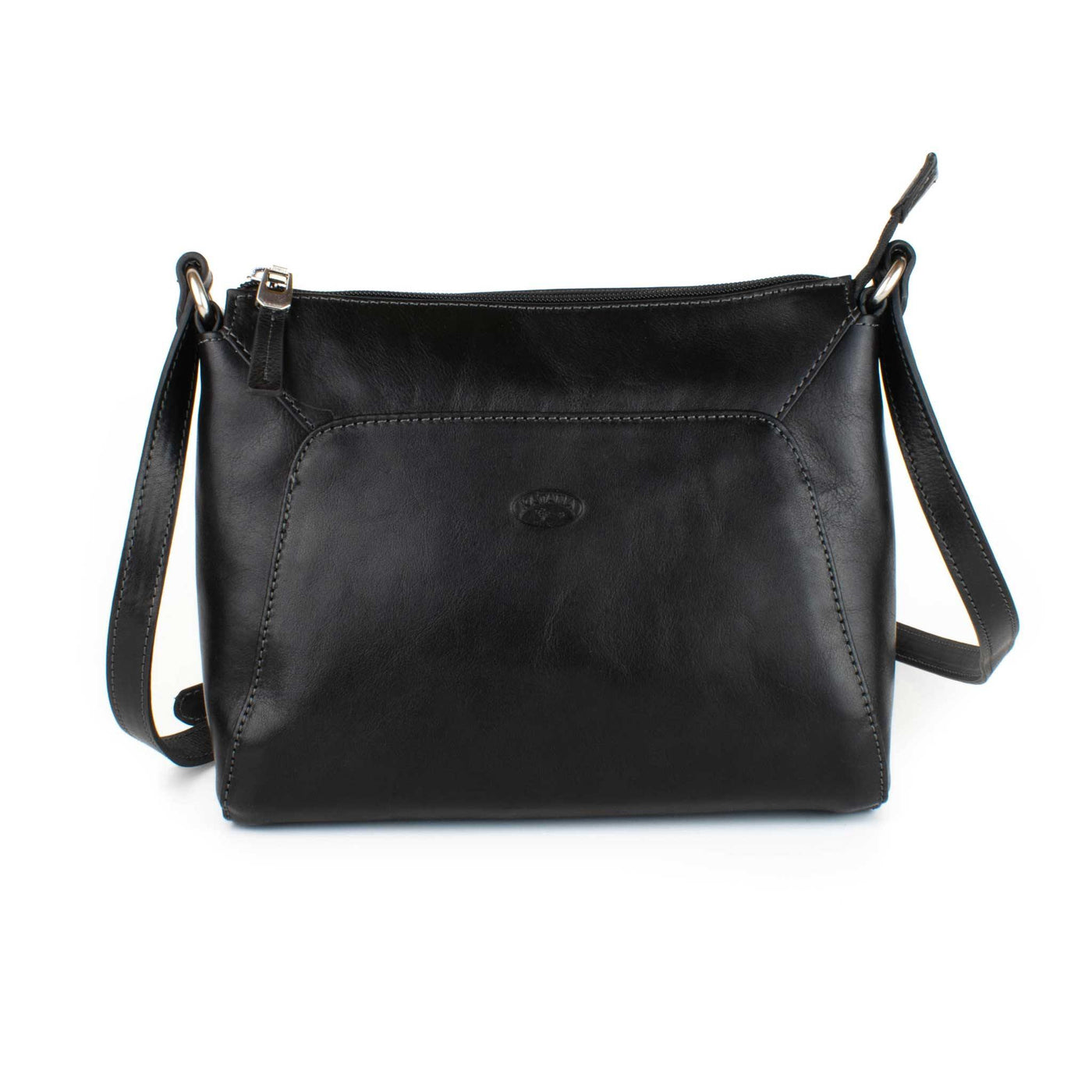 Černá Crossbody Kožená Kabelka - Galija