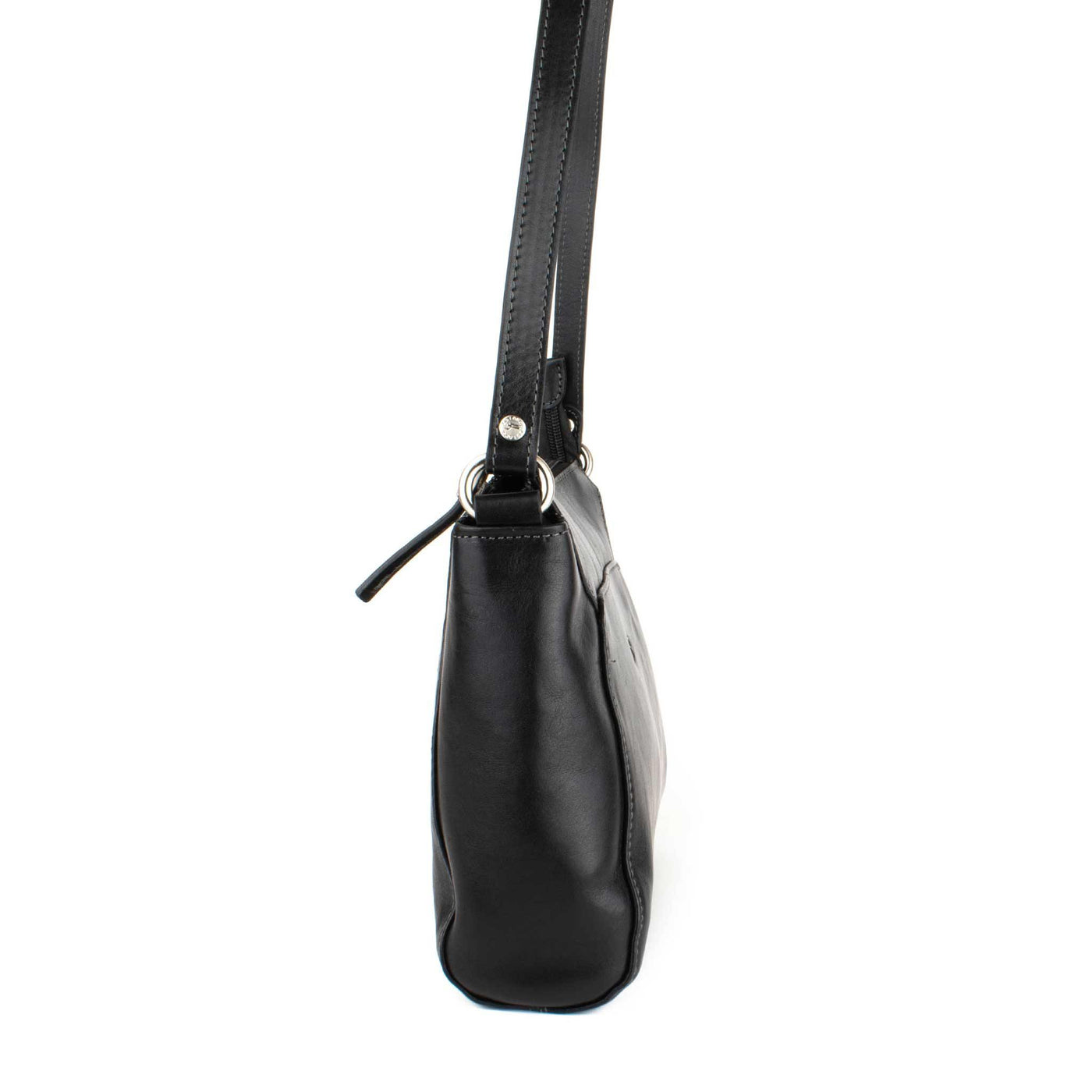 Černá Crossbody Kožená Kabelka - Galija
