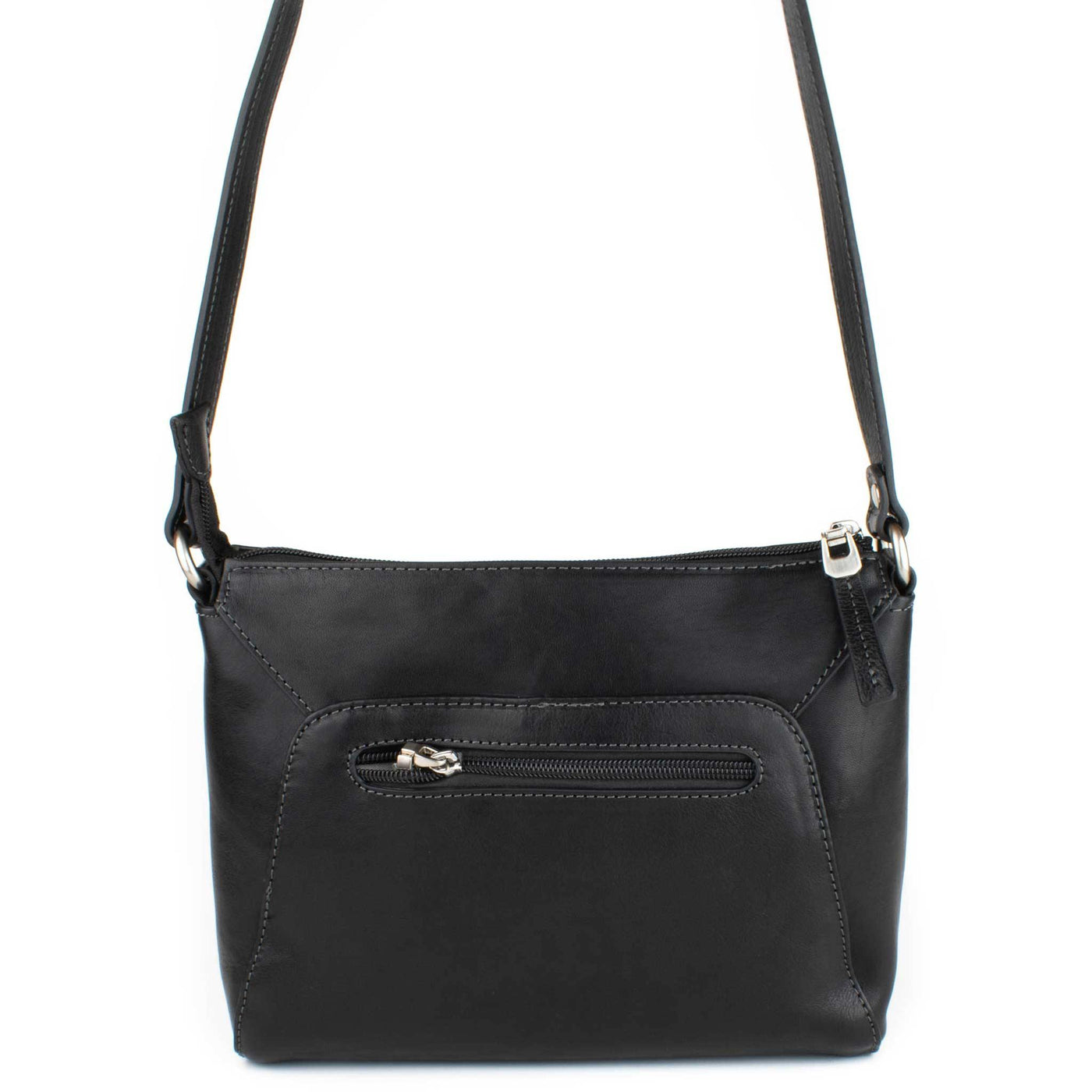 Černá Crossbody Kožená Kabelka - Galija