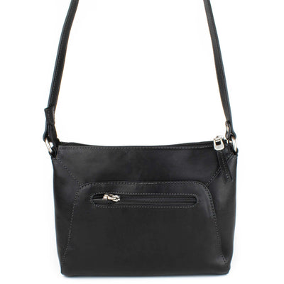 Černá Crossbody Kožená Kabelka - Galija
